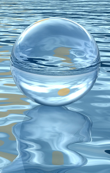 glass sphere on water